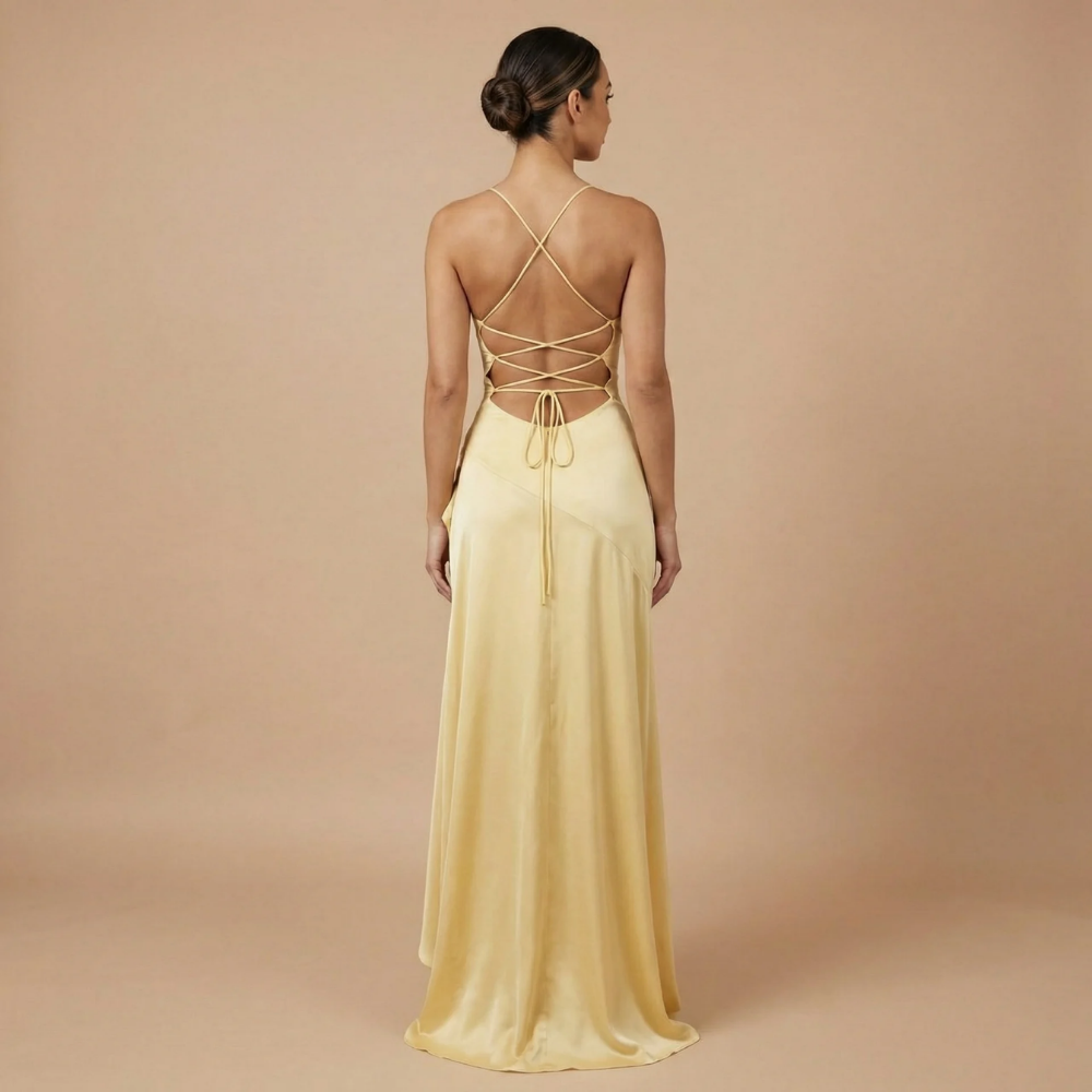 Women's Prom Cowl Neck High Low Maxi Dress