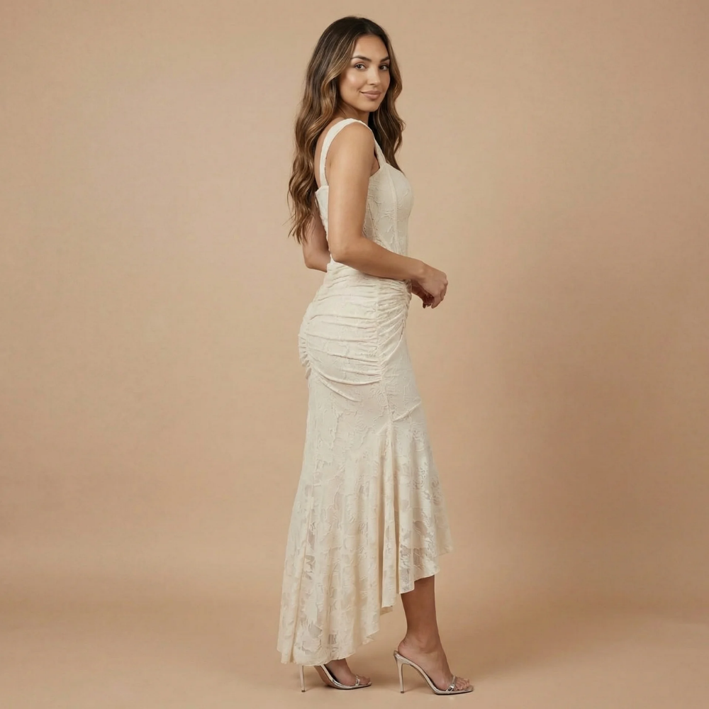 Women's Wedding Guest High Low Corset Maxi Dress