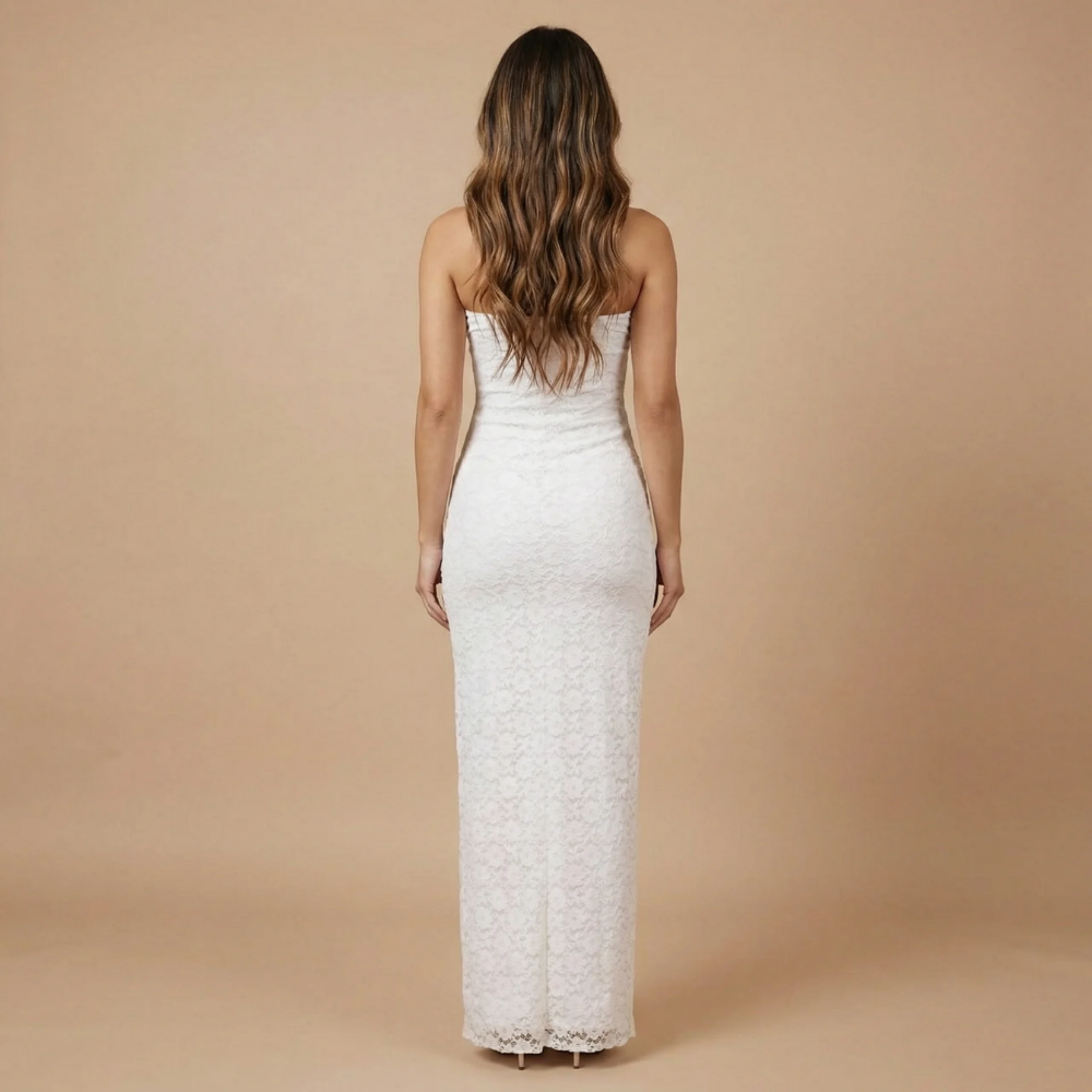 Women's Wedding Guest Strapless Floral Maxi Dress