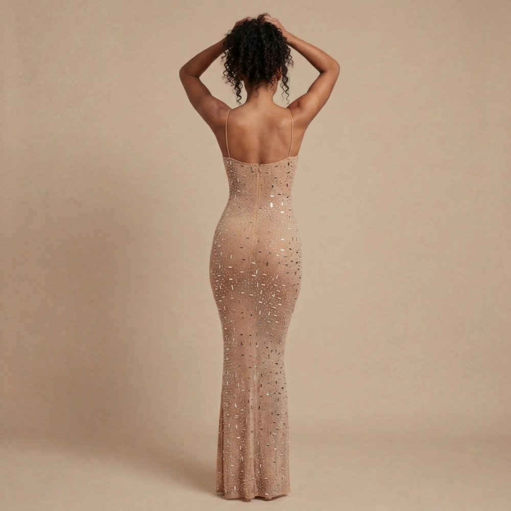 Women's Formal Sequin Square Neck Maxi Dress
