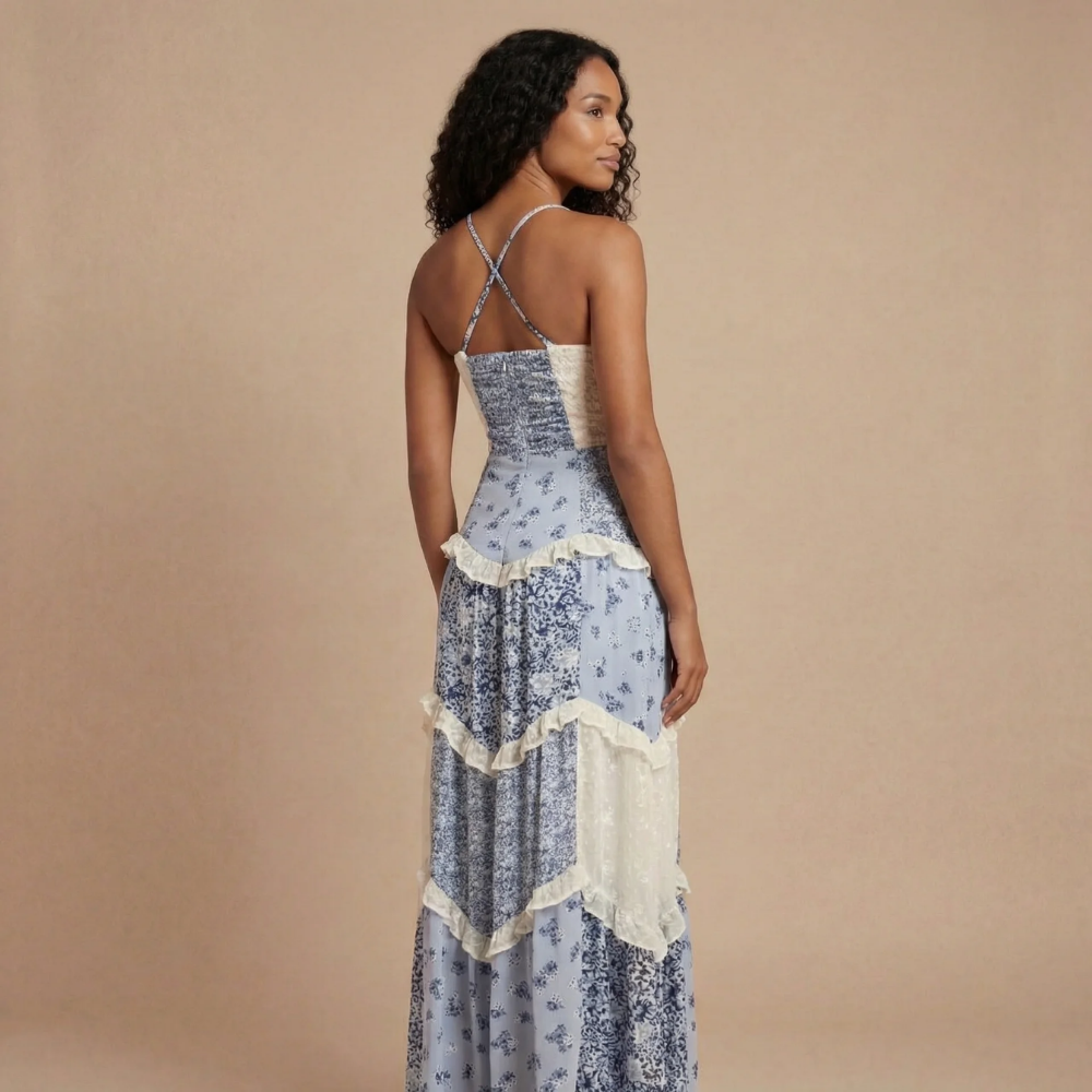 Women's Wedding Guest Floral V Neck Maxi Dress