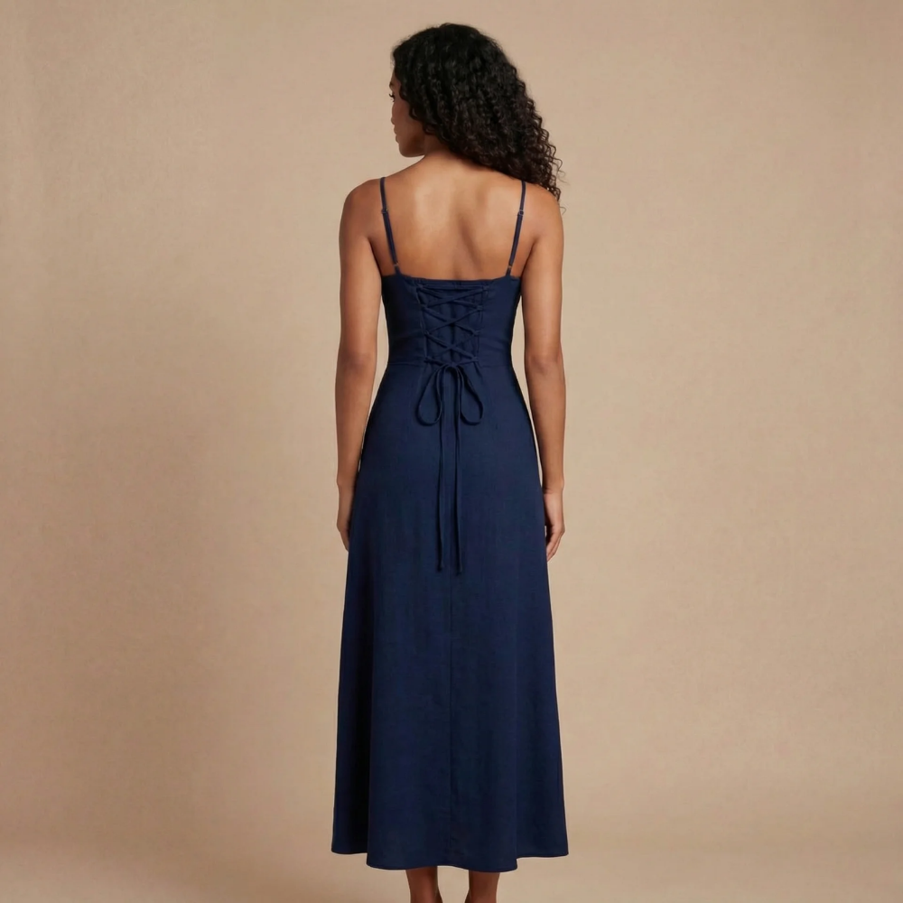 Women's Summer Tie Front Sweetheart Maxi Dress