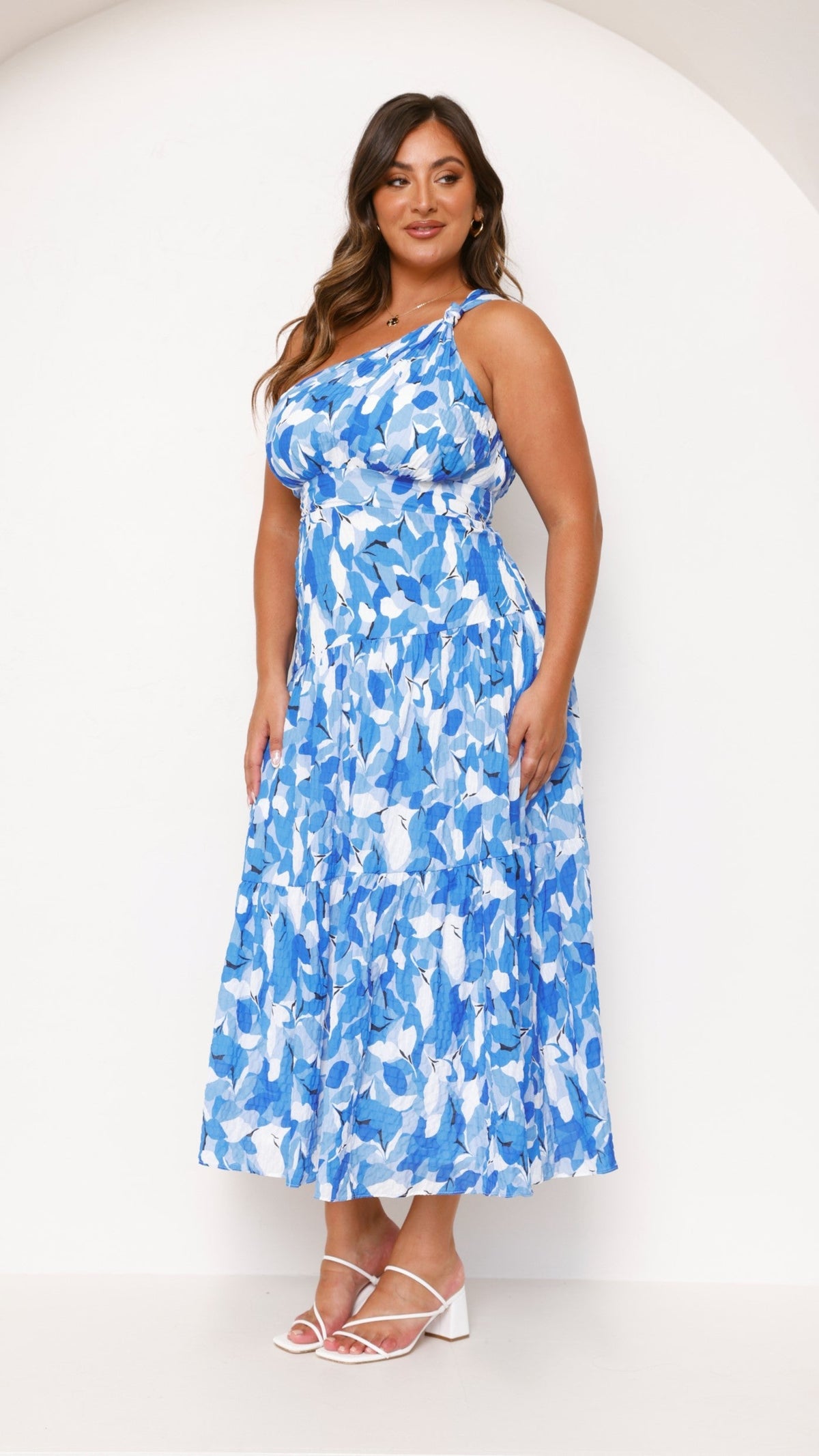 Women's Wedding Guest Floral One Shoulder Maxi Dress