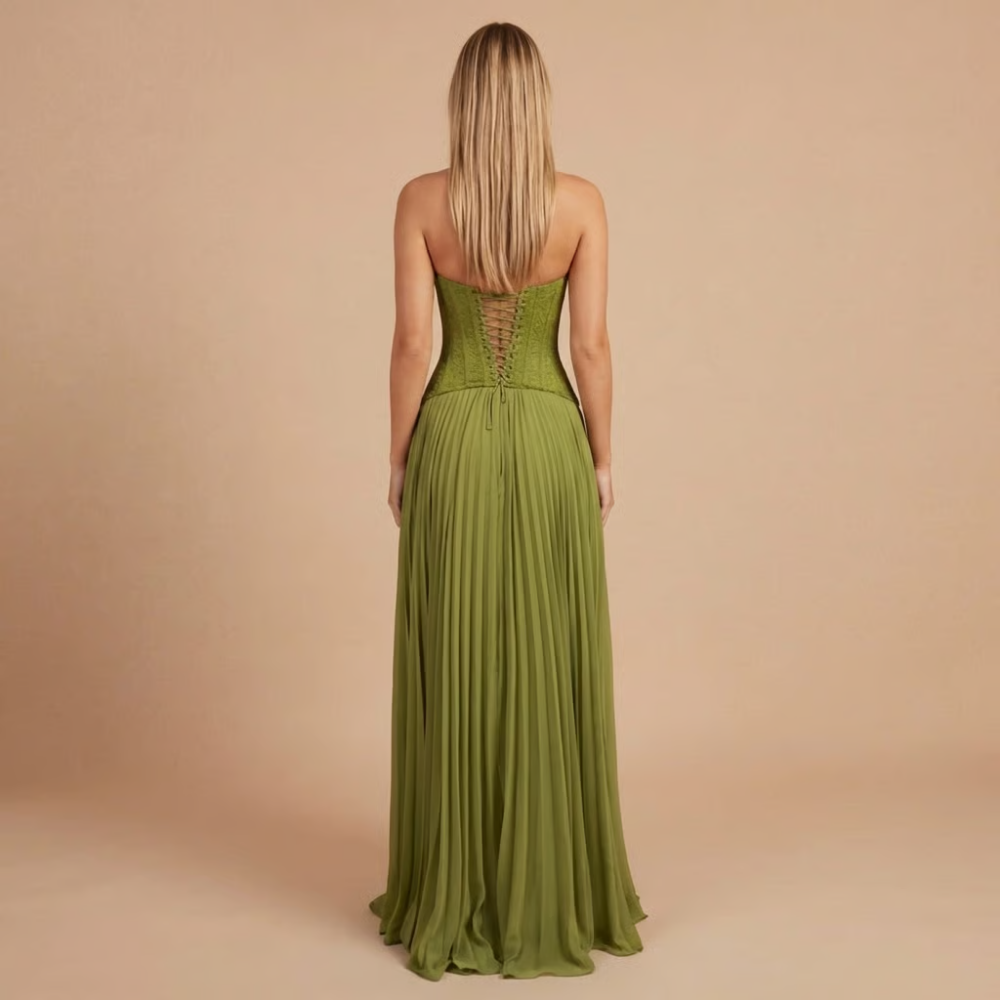 Women's Formal Sweetheart Pleated Maxi Dress