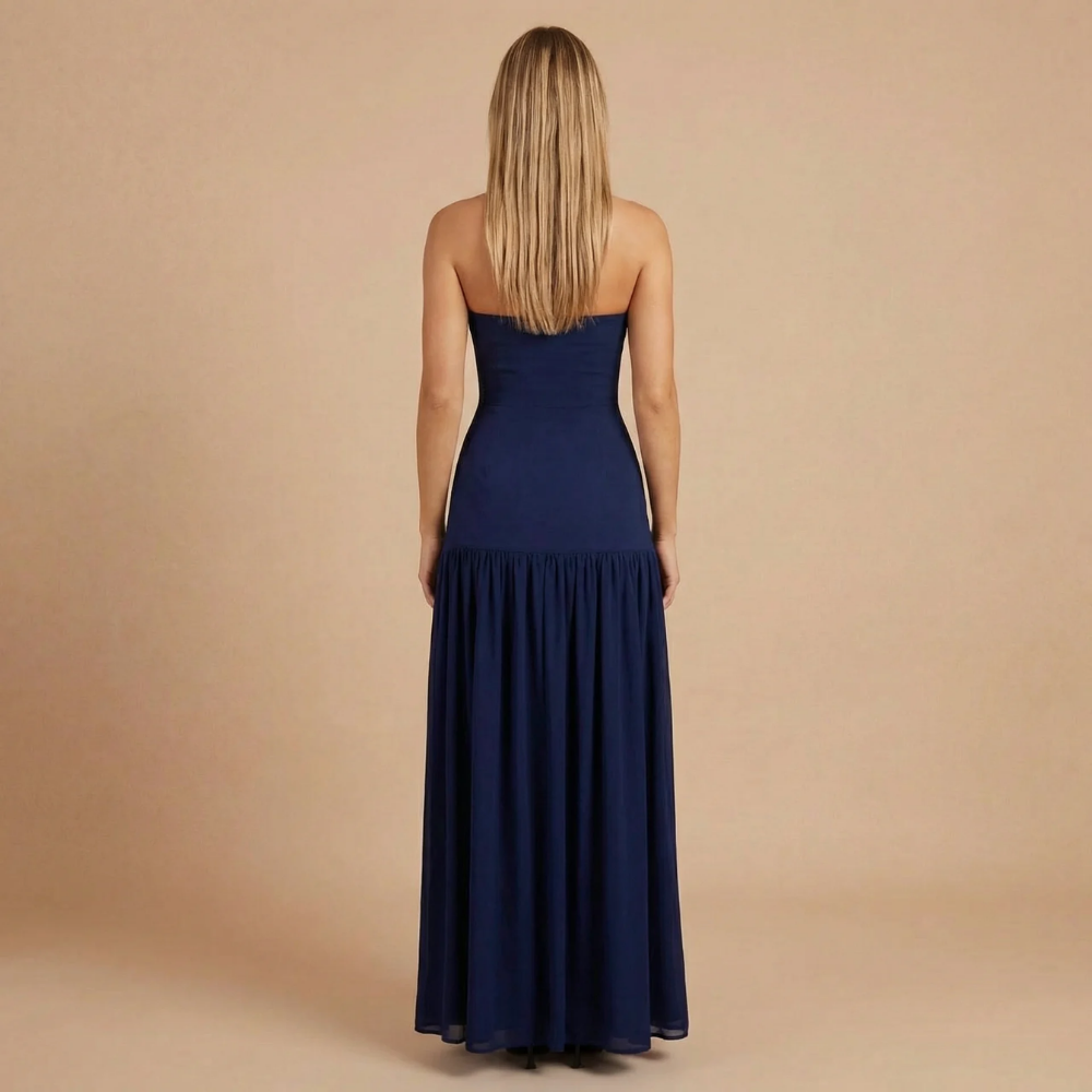 Women's Wedding Guest Strapless Maxi Dress With Split