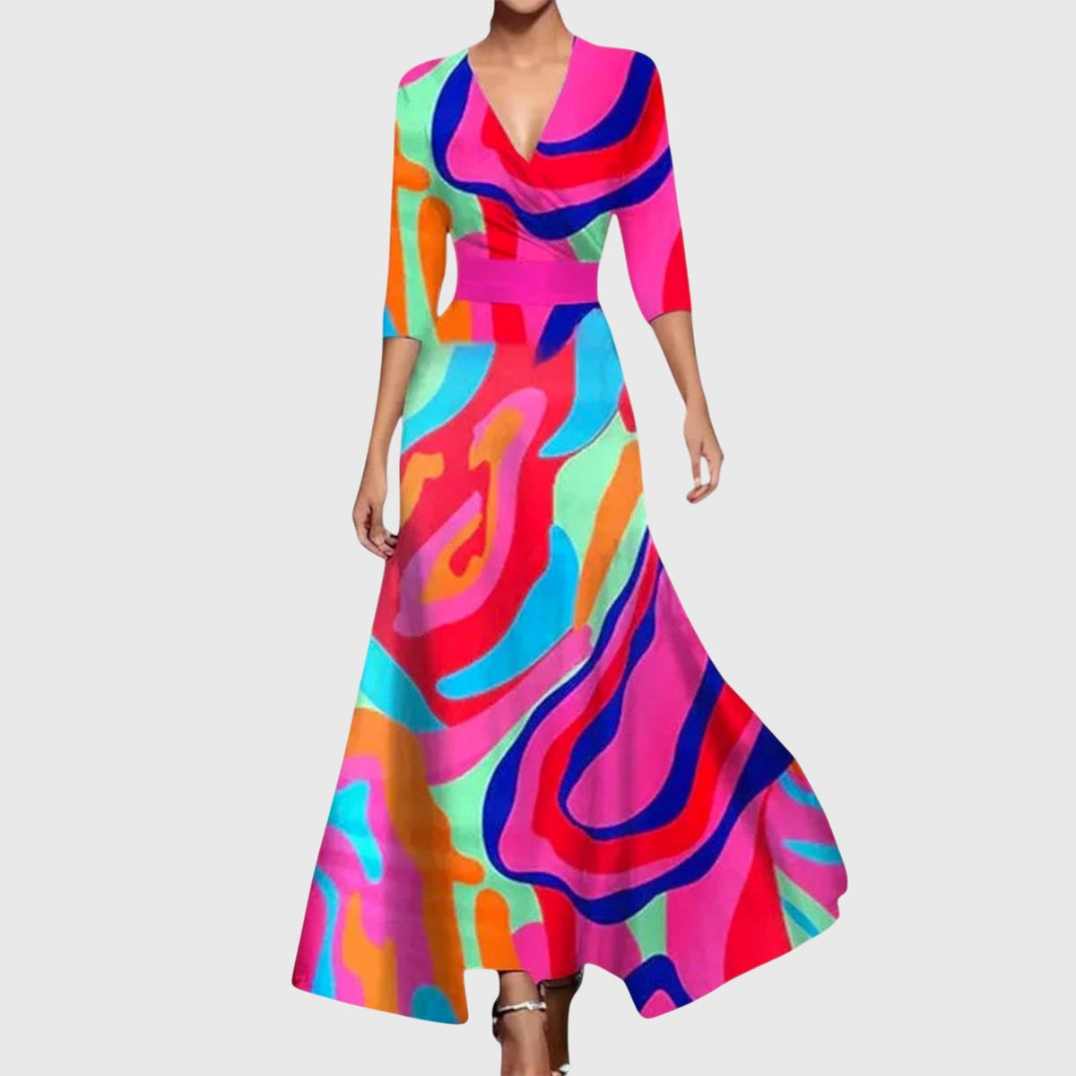 Women's Wedding Guest Floral V Neck Maxi Dress