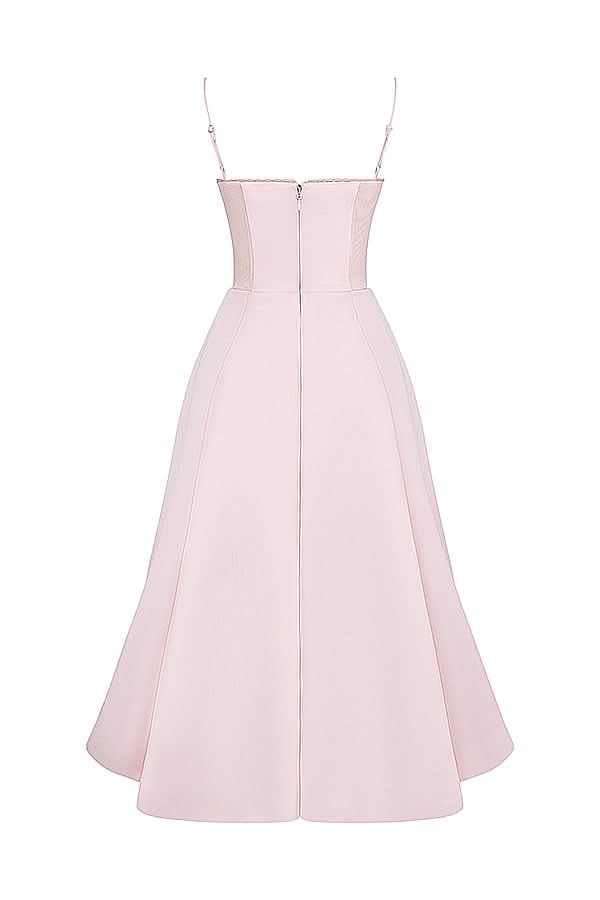 Women's Wedding Guest Sweetheart Midi Fit and Flare Dress