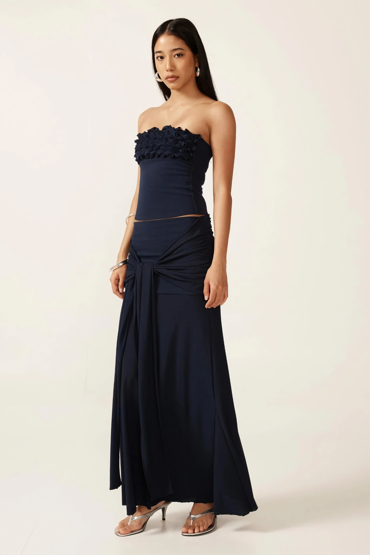 Women's Wedding Guest Strapless Maxi Skirt Set