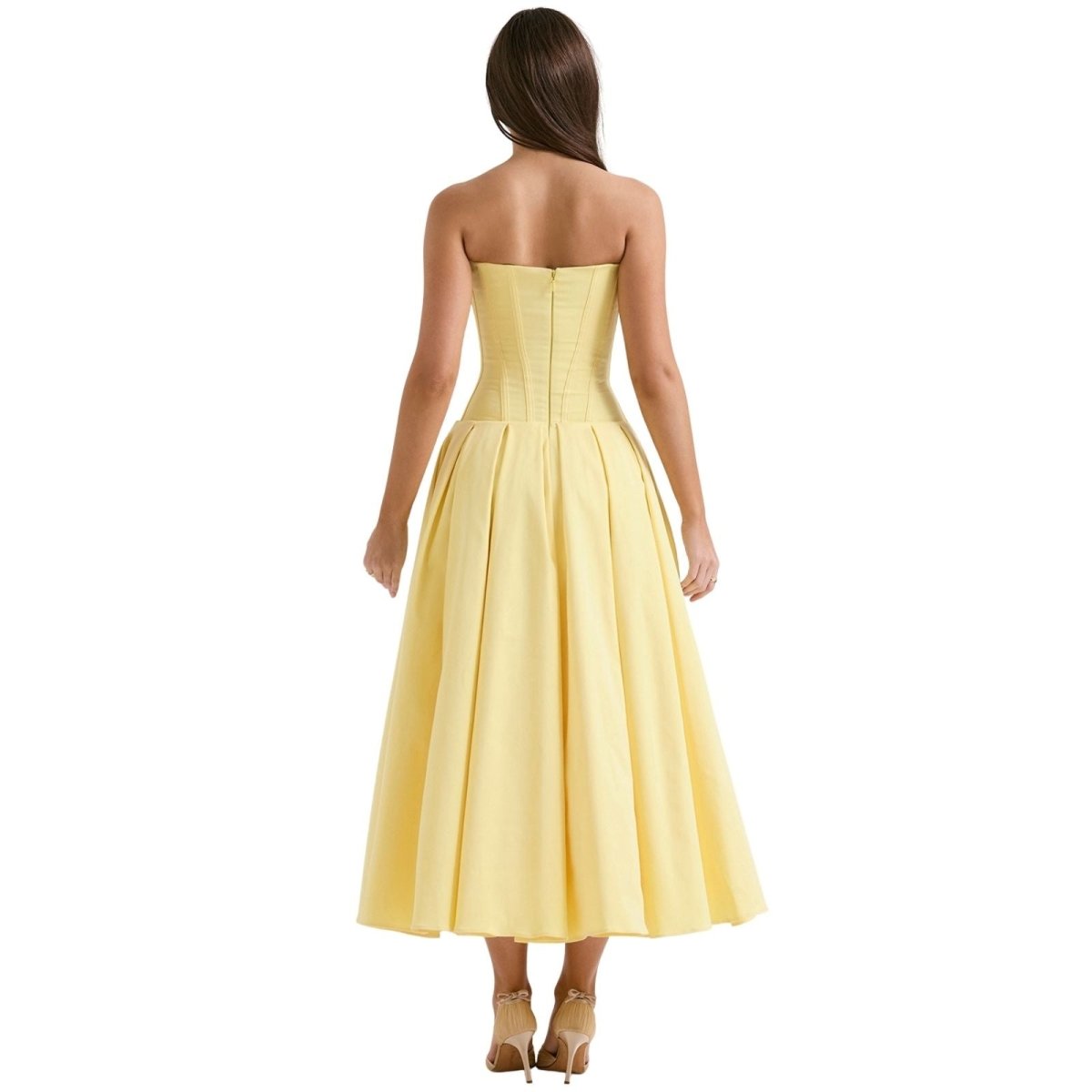 Women's Wedding Guest Strapless Sweetheart Midi Dress