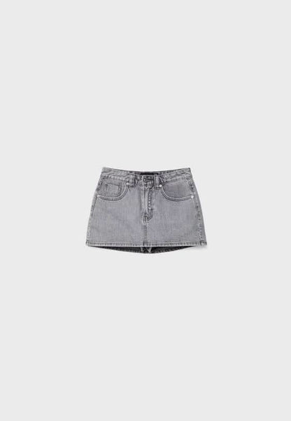 Women's High Waisted Denim Mini Skort with Built-In Shorts