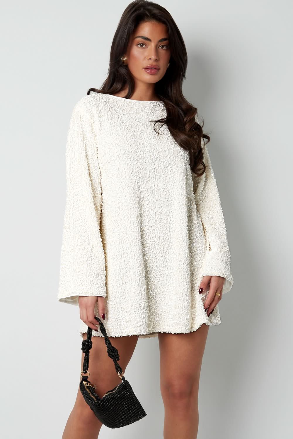 Women's Cocktail Long Sleeve Mini Dress with Back Bow