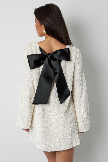 Women's Cocktail Long Sleeve Mini Dress with Back Bow