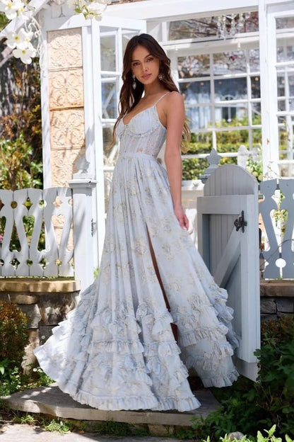 Women's Wedding Guest Floral Sweetheart Maxi Dress