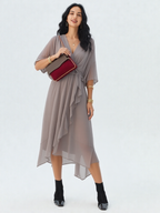 Elegancka sukienka midi z wiązaniem w talii