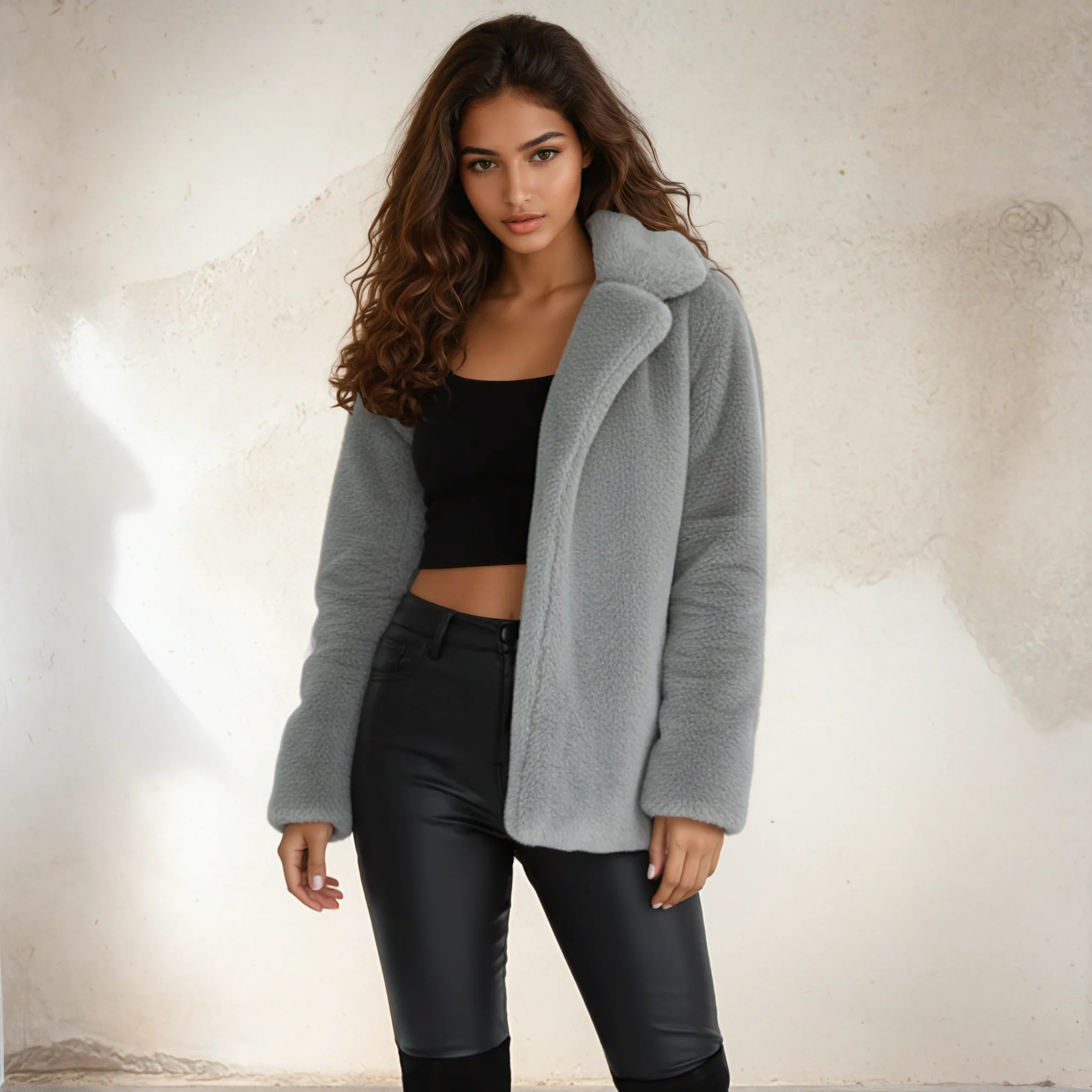 Zimowy Płaszcz z Sztucznego Futra