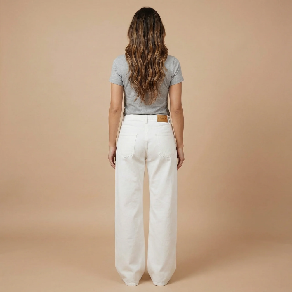 Women High Waisted Straight Leg Denim Jeans