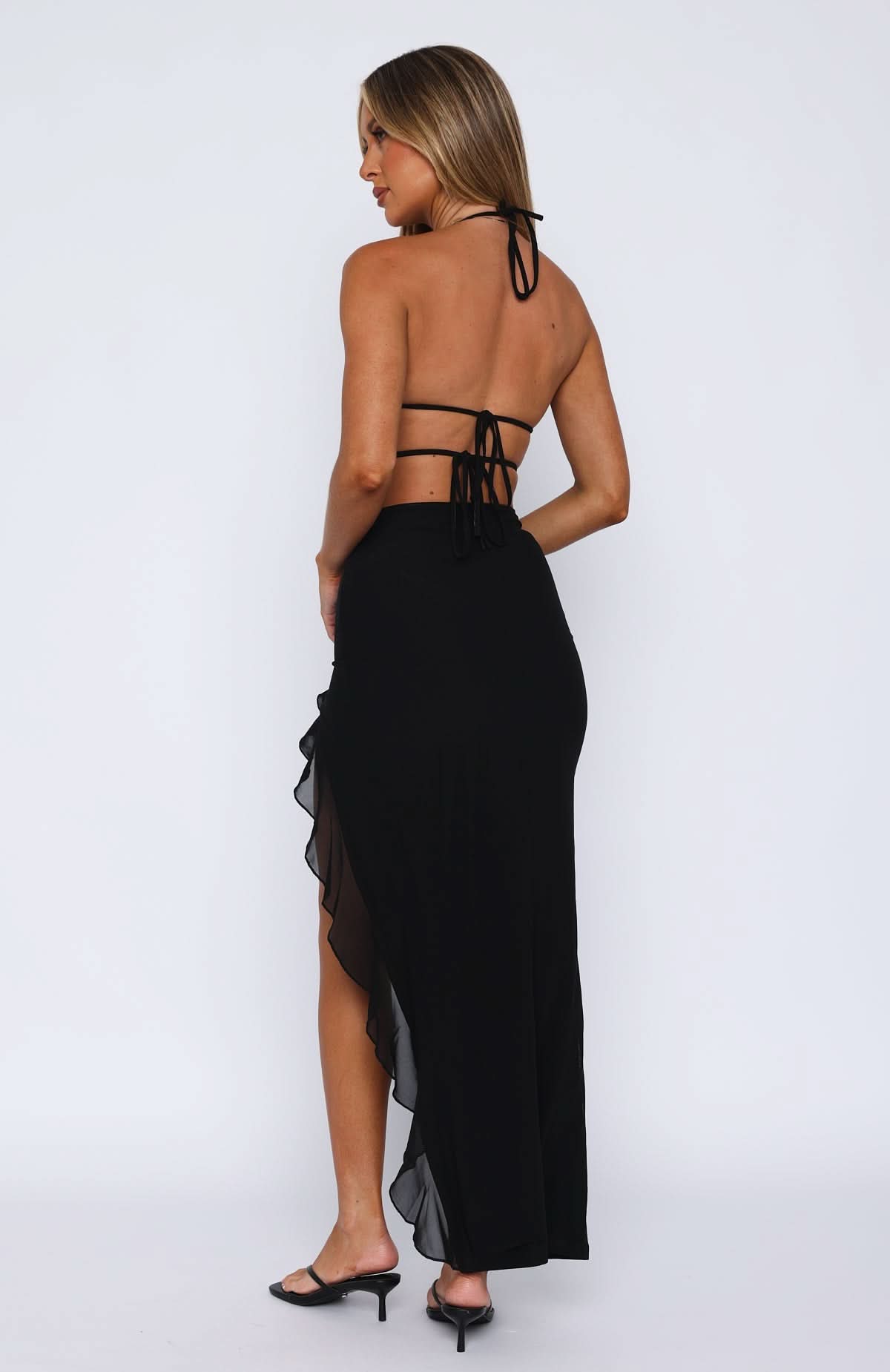 Women's Cocktail Plunge Halter High Slit Maxi Dress