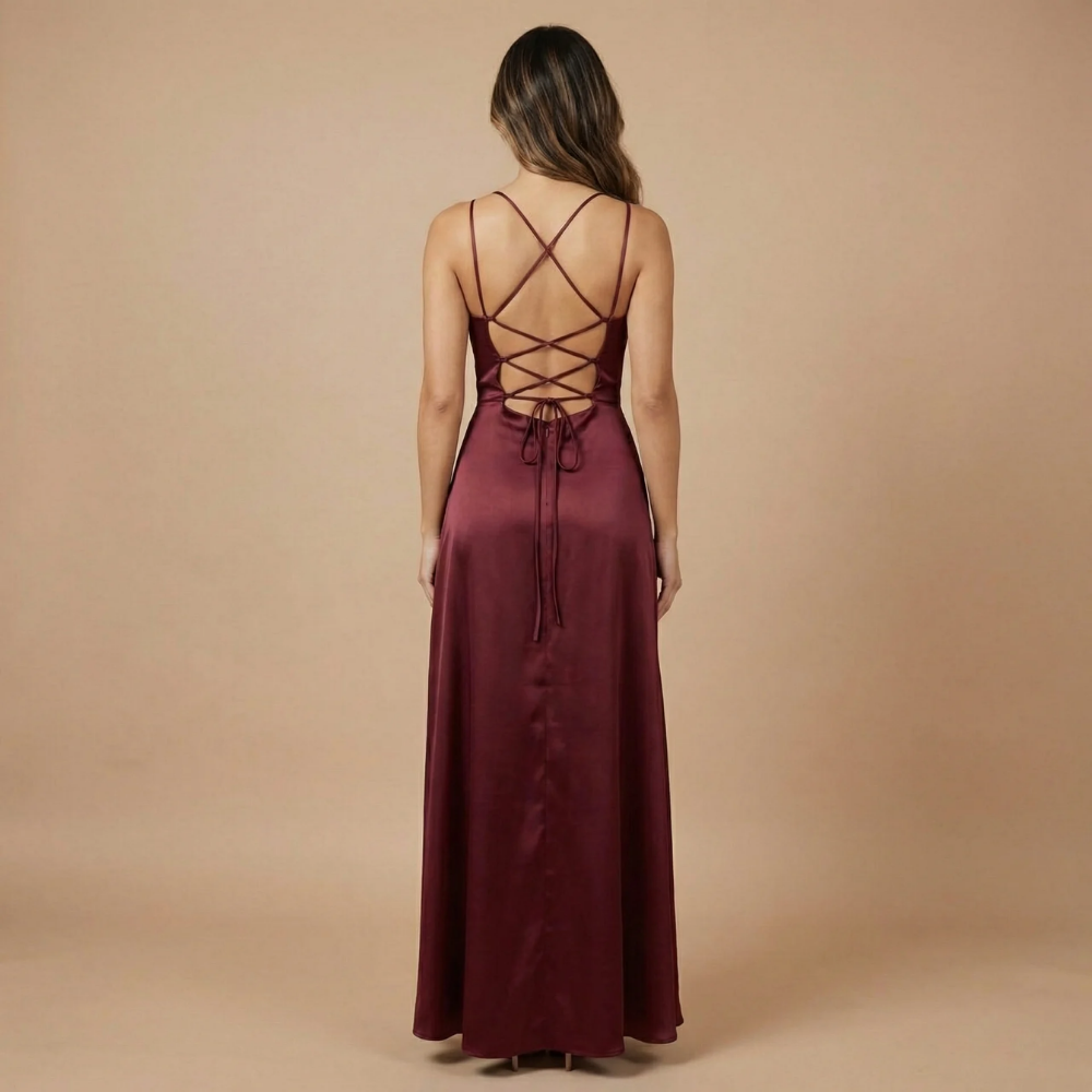 Women's Prom Cowl Neck High Low Maxi Dress