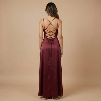 Women's Prom Cowl Neck High Low Maxi Dress