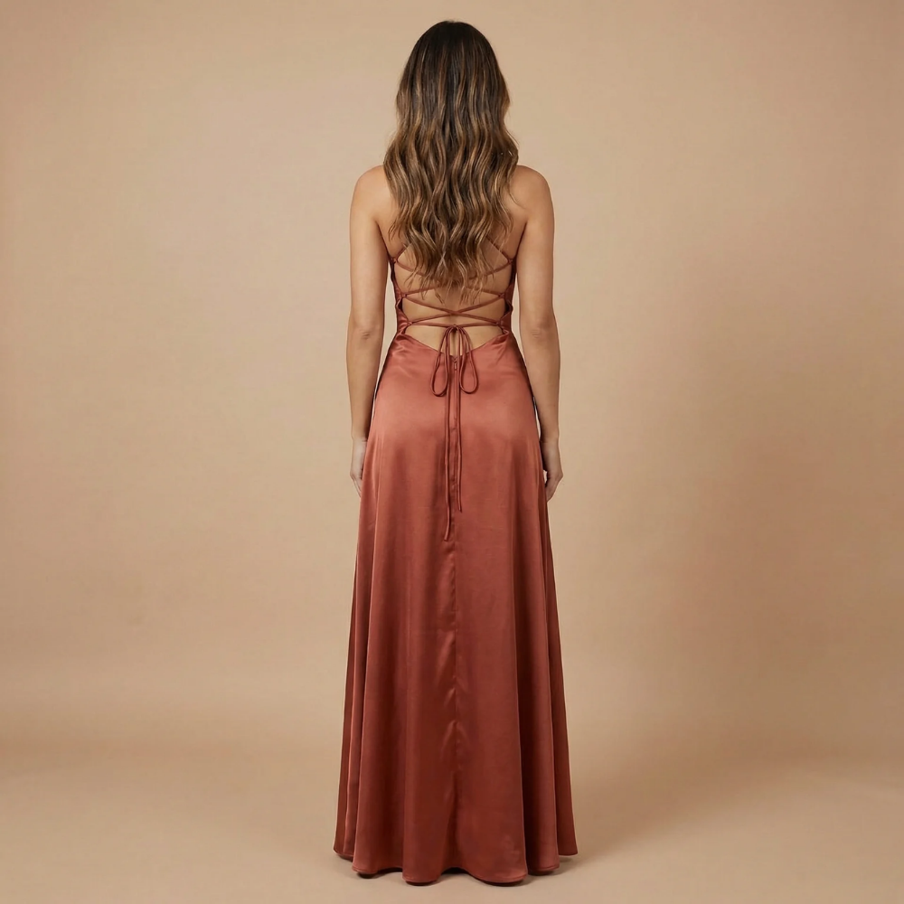 Women's Prom Cowl Neck High Low Maxi Dress