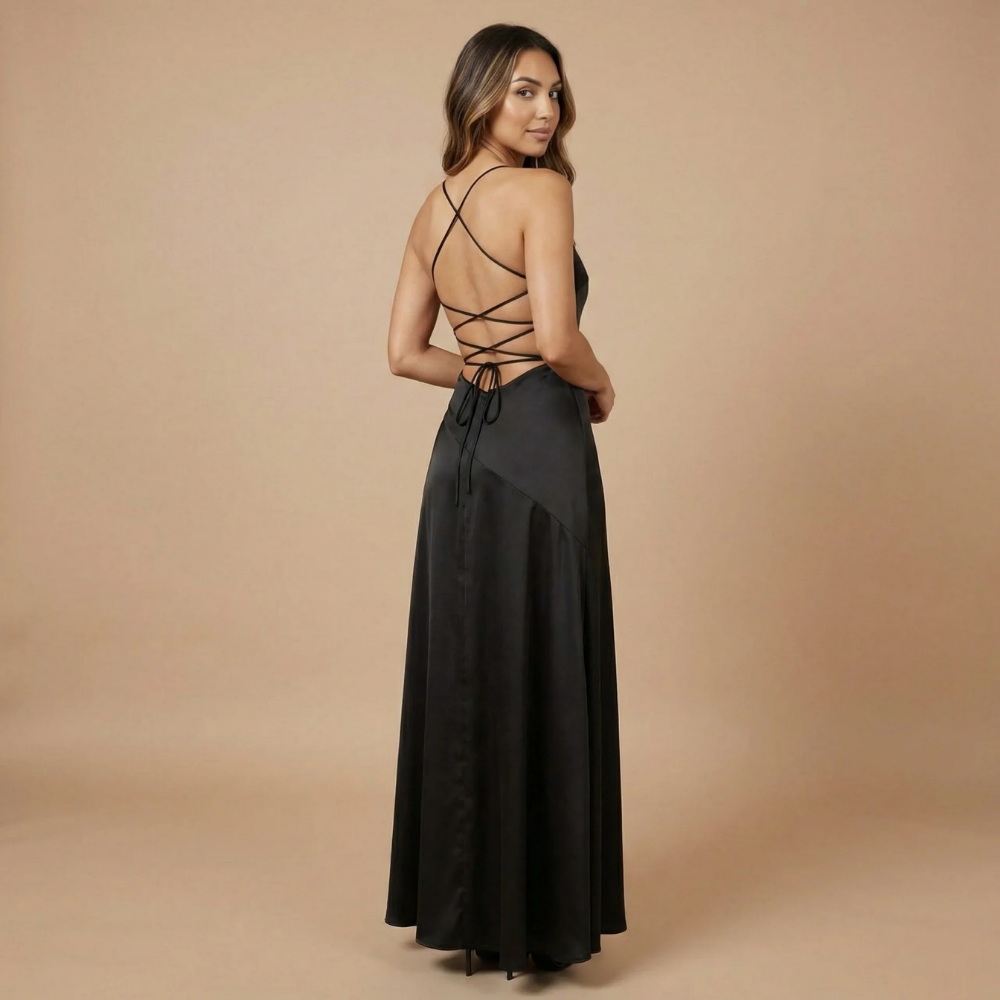 Women's Prom Cowl Neck High Low Maxi Dress