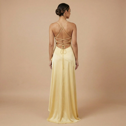 Women's Prom Cowl Neck High Low Maxi Dress