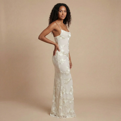 Women's Wedding Guest Floral Square Neck Maxi Dress