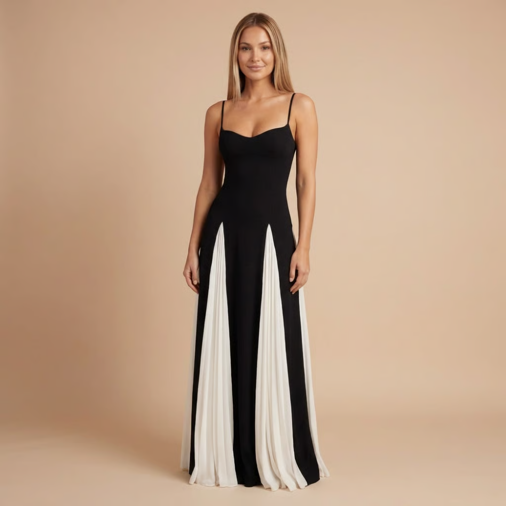Women's Wedding Guest Colorblock Sweetheart Maxi Dress