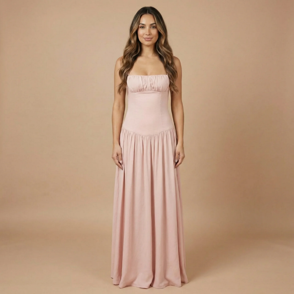 Women's Wedding Guest Ruched Bust Maxi Dress