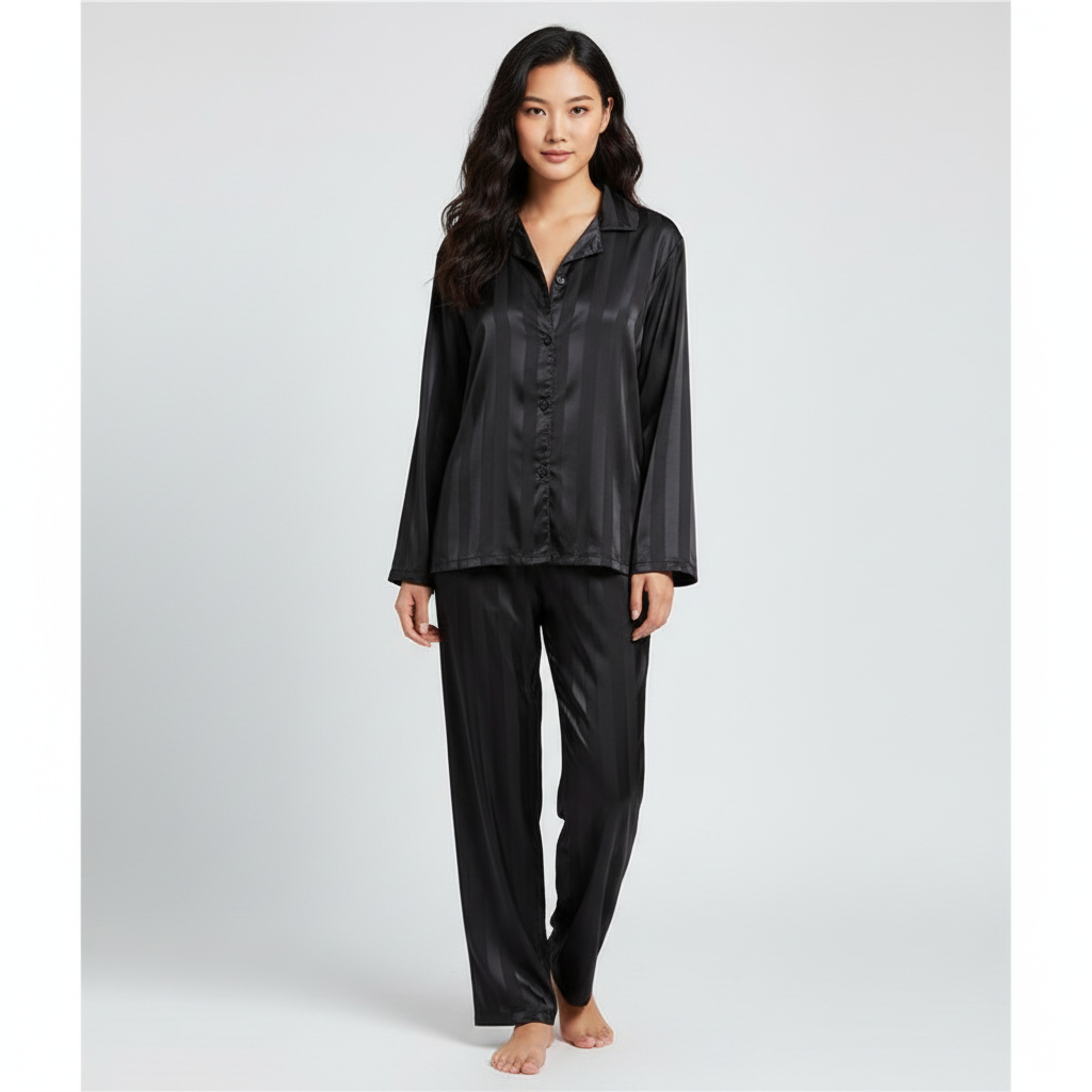 Satynowy zestaw (top i spodnie)