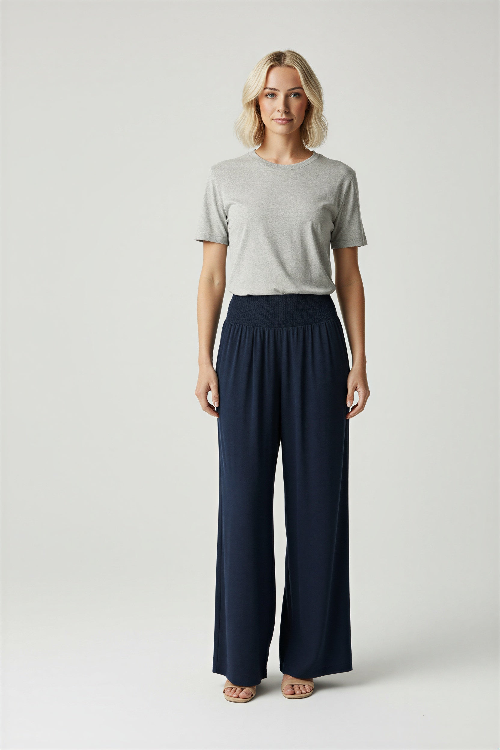 Letnie Spodnie z Lnianego Mixu z Szerokimi Nogawkami