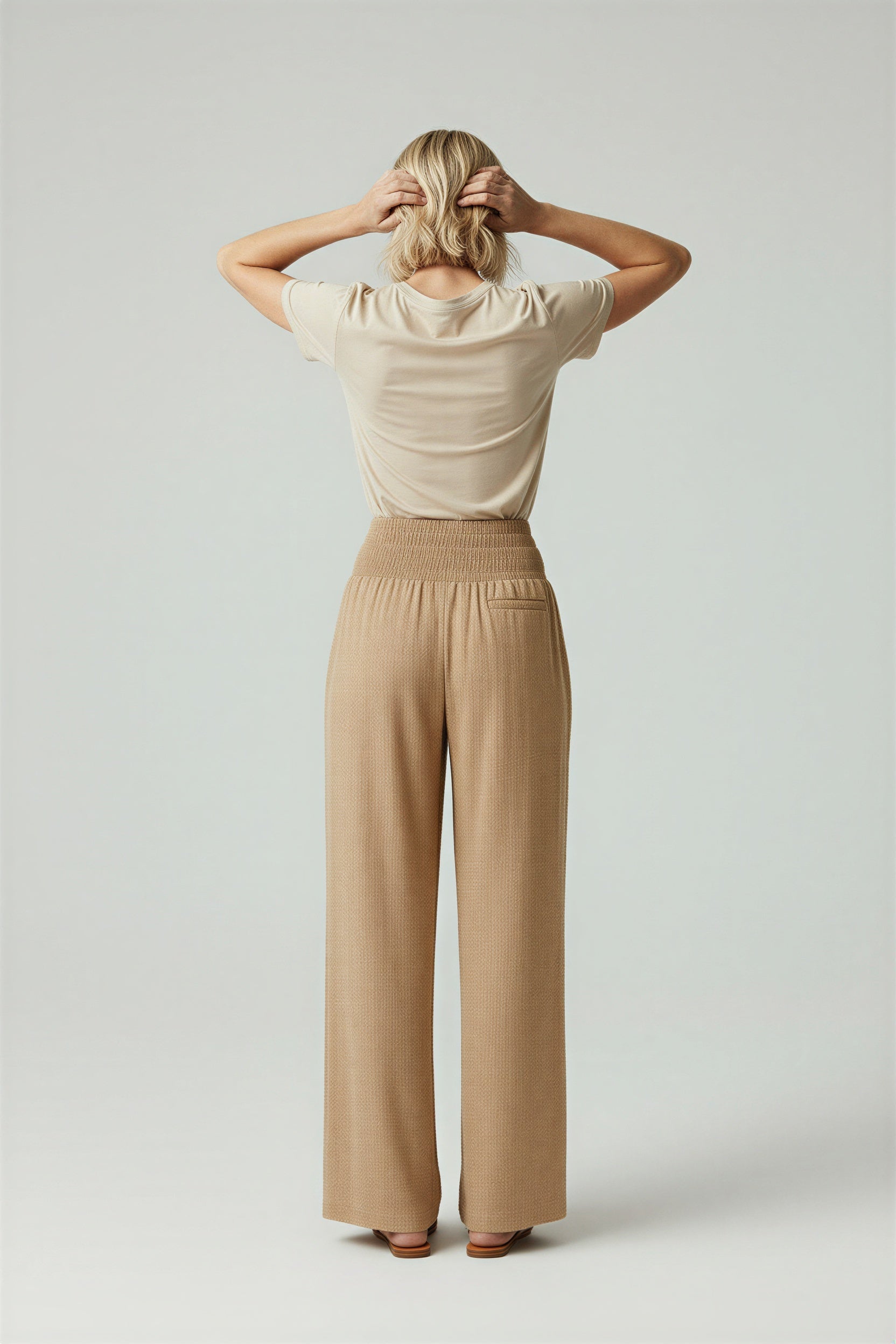 Letnie Spodnie z Lnianego Mixu z Szerokimi Nogawkami