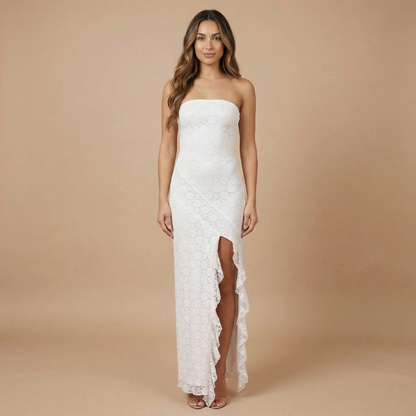 Women's Wedding Guest Strapless Floral Maxi Dress