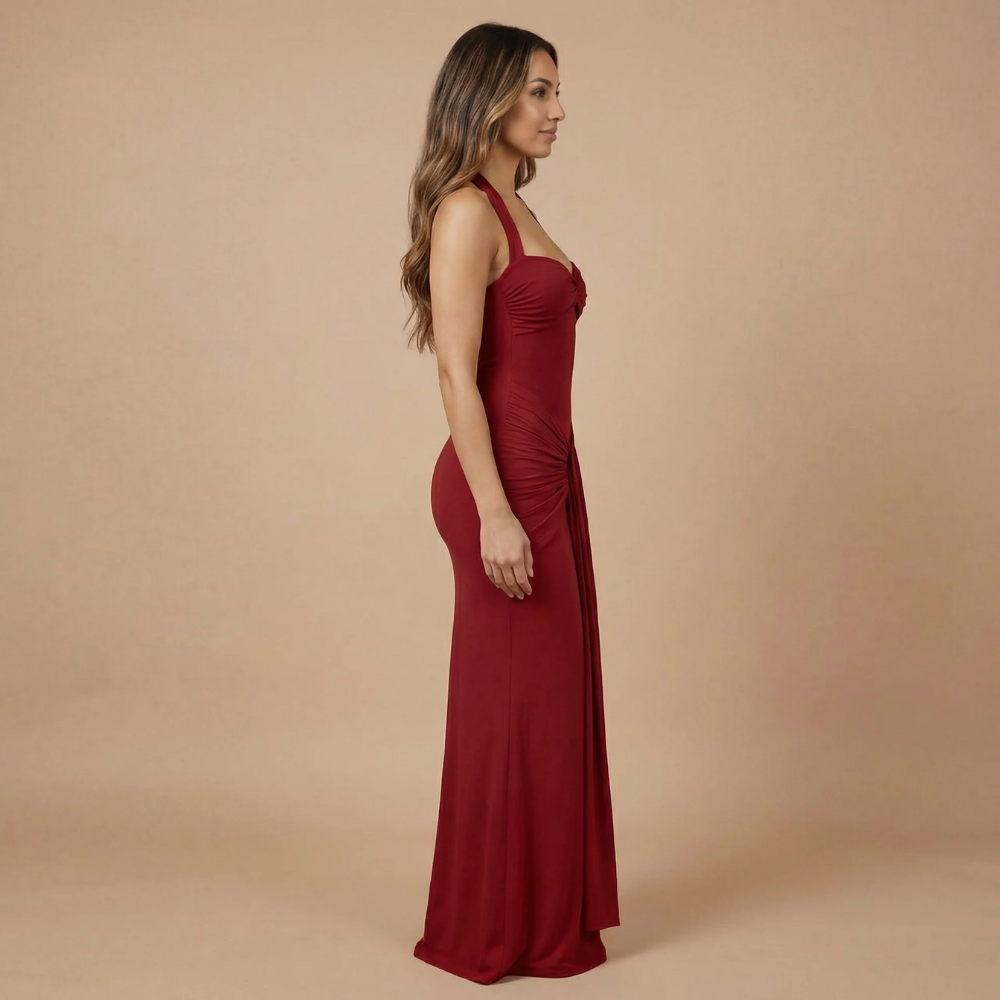 Women's Wedding Guest Sweetheart Halter Maxi Dress