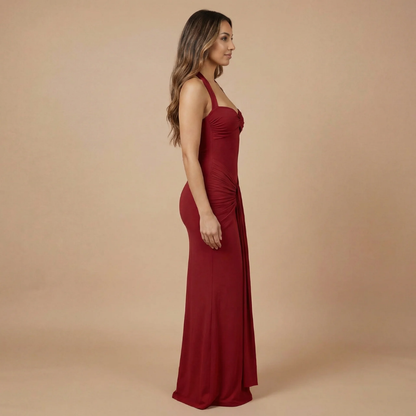 Women's Wedding Guest Sweetheart Halter Maxi Dress