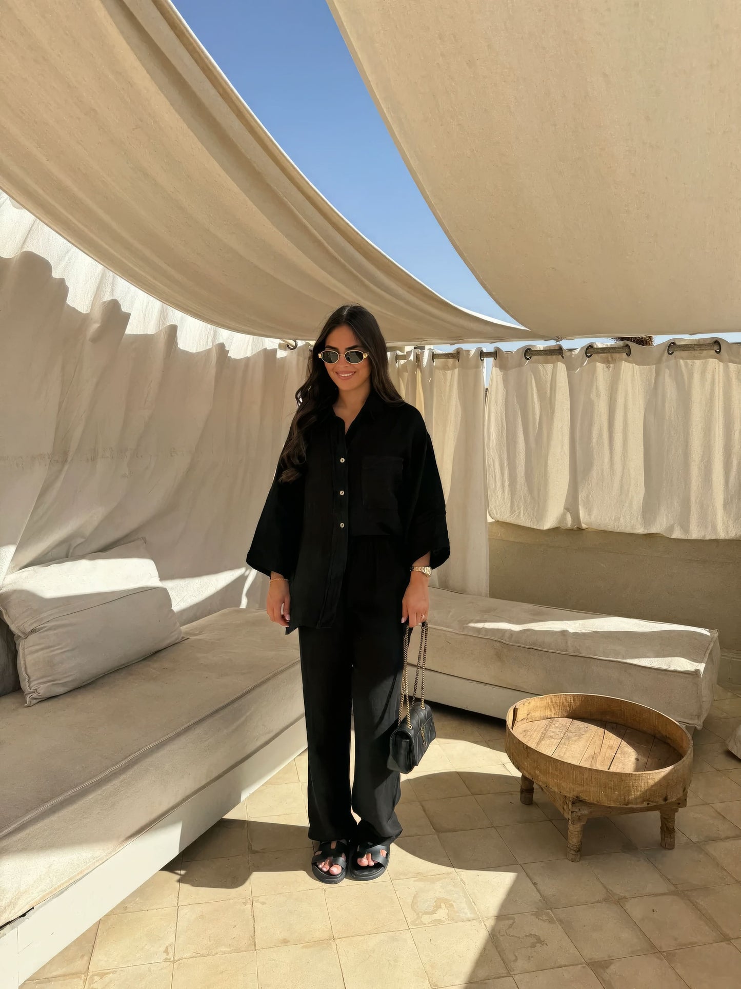 Women's Summer Oversized Button Down Shirt and Pants Set