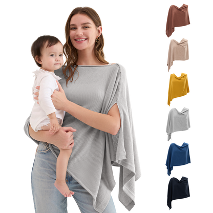 Women's Lightweight Knit Nursing Cover Poncho with Window
