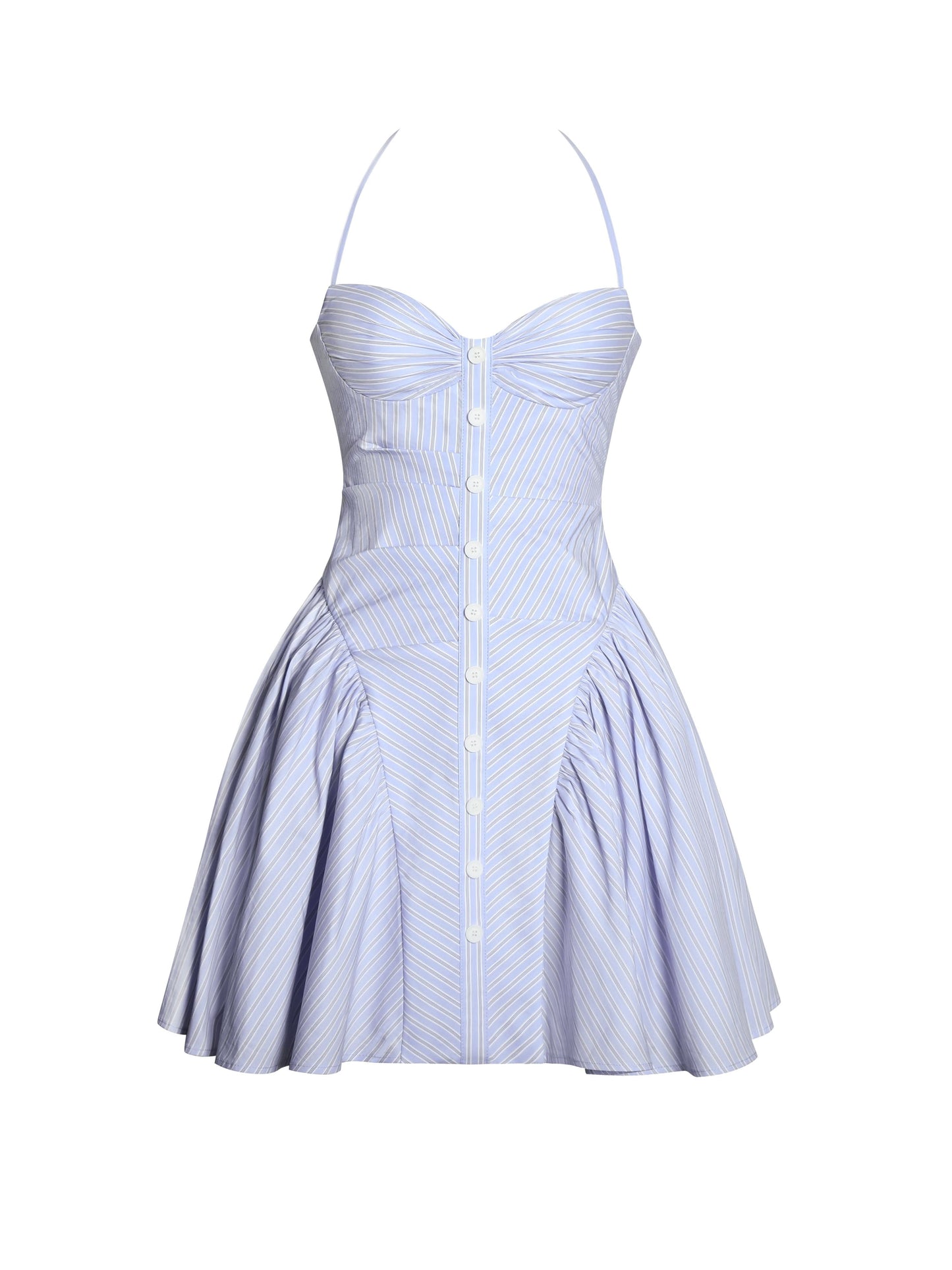 Women's Summer Striped Halter Drop Waist Mini Dress