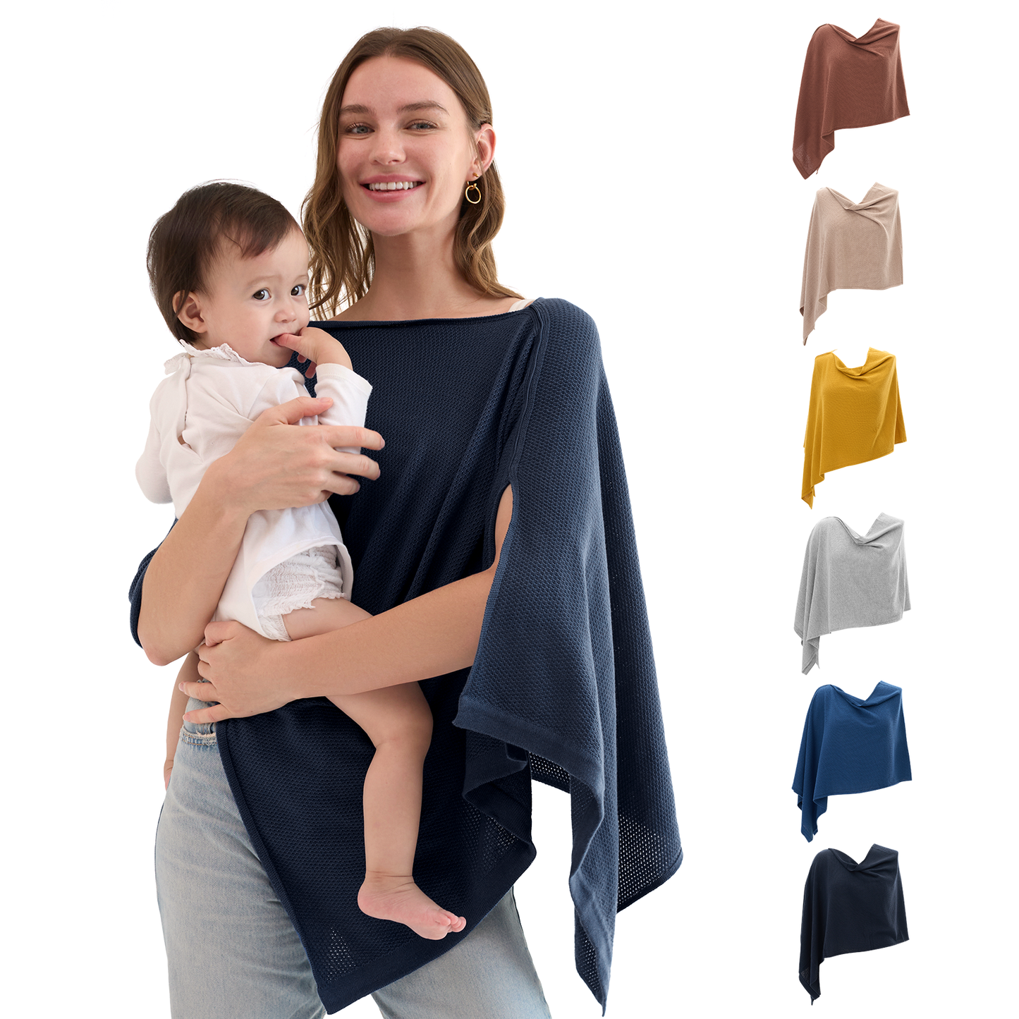 Women's Lightweight Knit Nursing Cover Poncho with Window