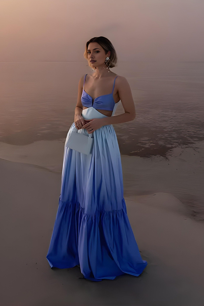 Women's Cocktail Ombre Sweetheart Maxi Dress