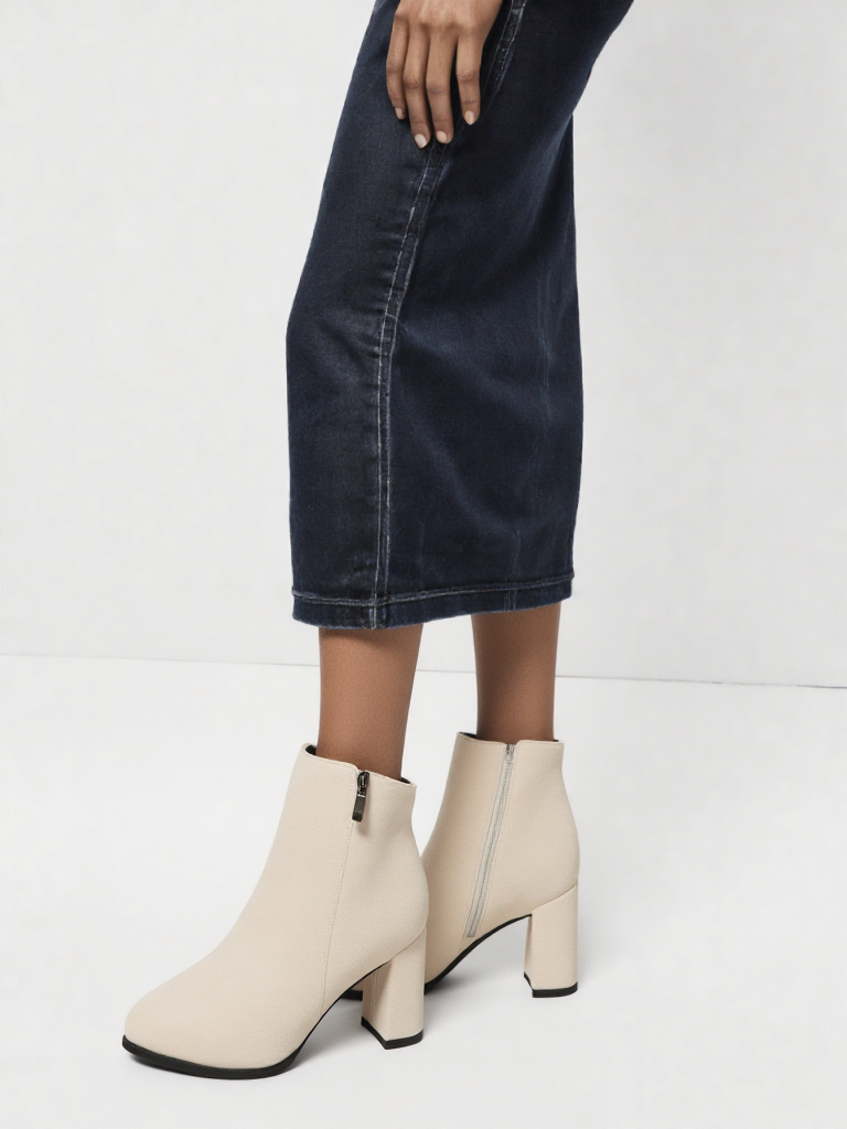 Eleganckie Botki na Słupku z Zamkiem