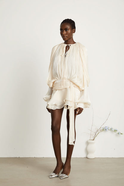 Women's Cocktail Long Sleeve Ruffled Mini Dress