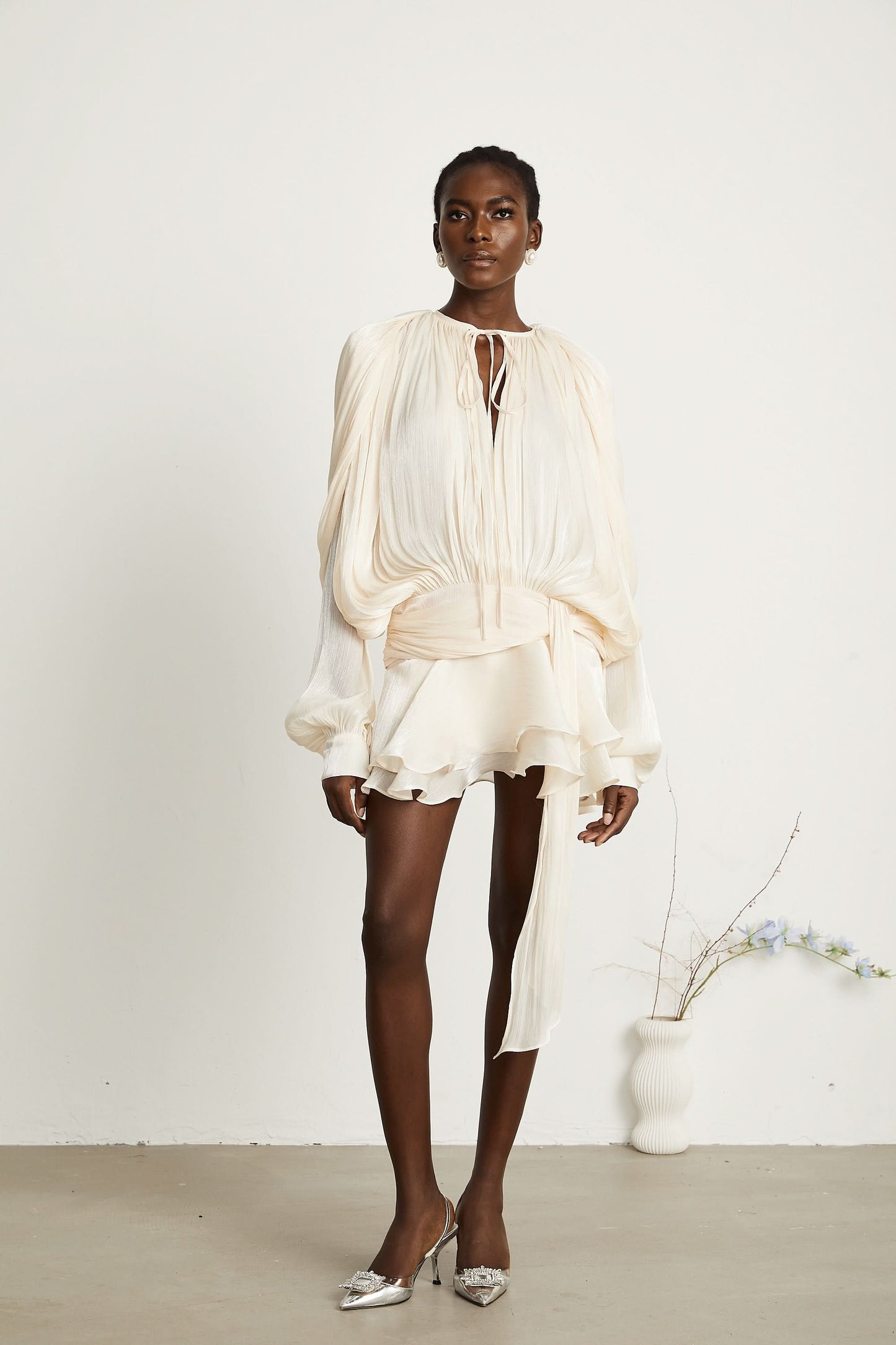 Women's Cocktail Long Sleeve Ruffled Mini Dress