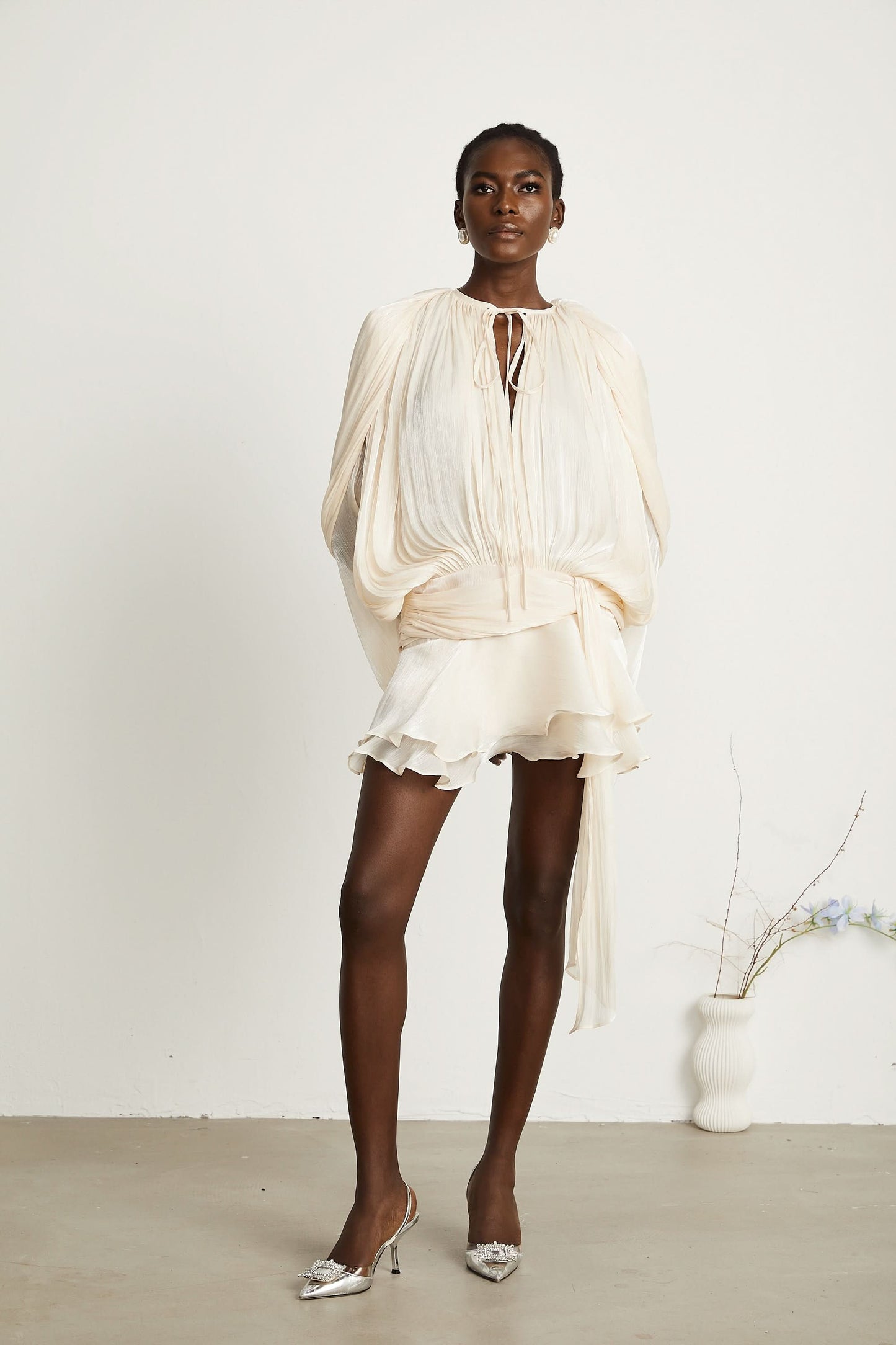 Women's Cocktail Long Sleeve Ruffled Mini Dress