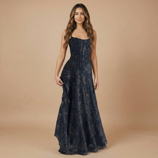 Women's Wedding Guest Floral Corset Maxi Dress