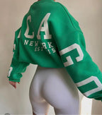 Oversize Sweter z Graficznymi Rękawami