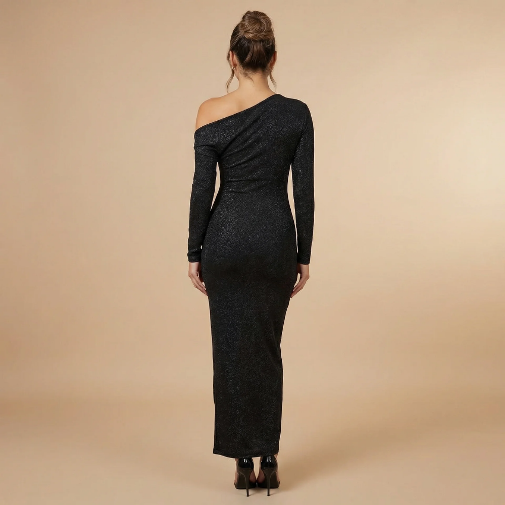 Women's Cocktail One Shoulder Long Sleeve Maxi Dress