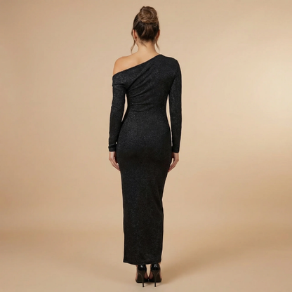 Women's Cocktail One Shoulder Long Sleeve Maxi Dress