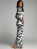 Maxi Sukienka z Printem w Lamparta