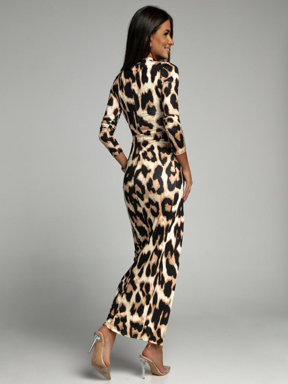 Maxi Sukienka z Printem w Lamparta